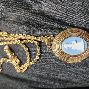 Avon Gold and Blue Victorian-Inspired Necklace